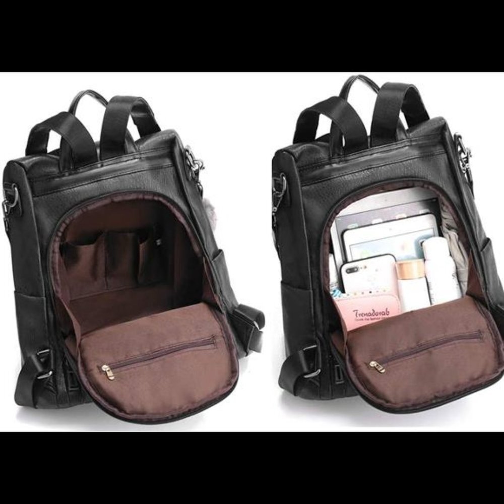 YOUNNE Women Backpack Purses PU Leather Anti-theft Rucksack (Brown)